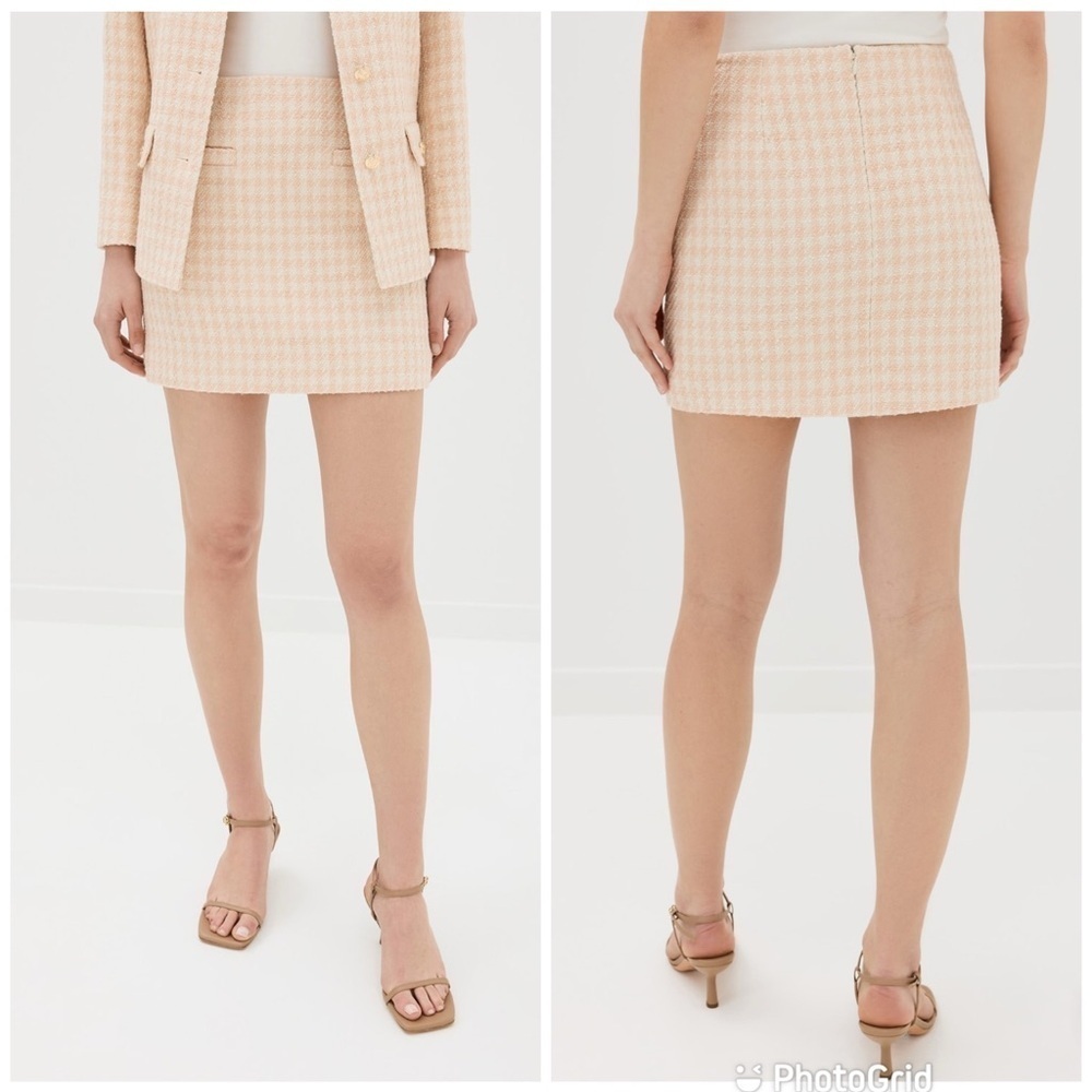 ANINE BING Vanessa Skirt in Cream & Peach Houndstooth New with Tags!
